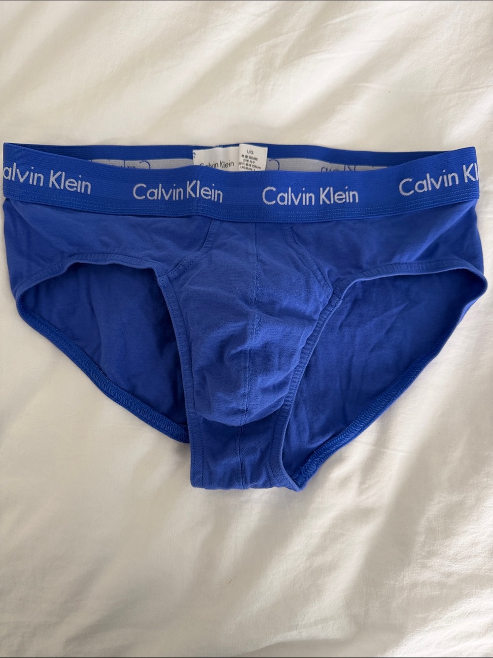 Calvin Klein Men's Cobalt Blue Briefs with Logo Waistband